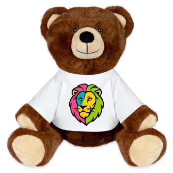 Lion sauvage coloré - Art couleurs Pop - Nounours RecycelBär® marron - blanc - Devant