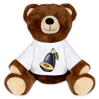  Pflaume Obst - MiniFeet® RecycelBär® Braun - Weiß - Vorne