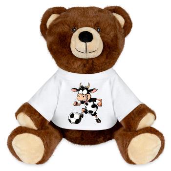 Joueur de football à vaches - Nounours RecycelBär® marron - blanc - Devant