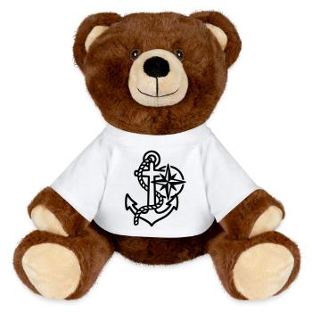 Anker Windrose Maritim Logo - MiniFeet® RecycelBär® Braun - Weiß - Vorne