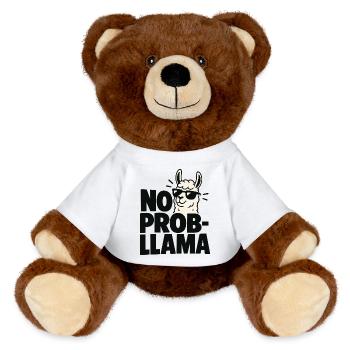 No Probllama Cool Lama Spruch - MiniFeet® RecycelBär® Braun - Weiß - Vorne
