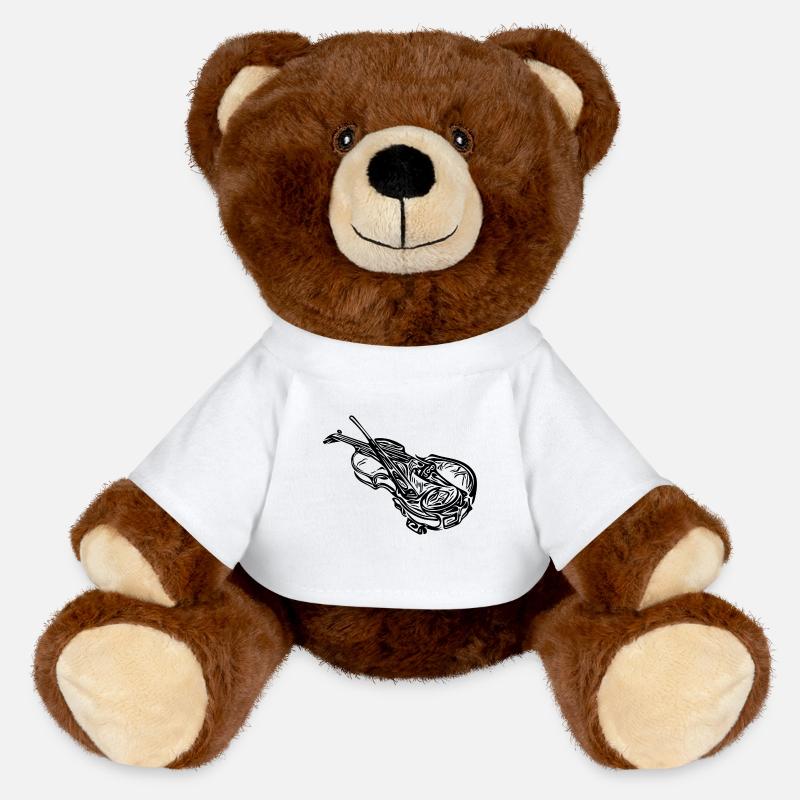 Vieux violon avec archet de violon - Nounours RecycelBär® marron - blanc