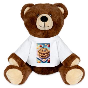 Big pile of pancakes - MiniFeet® RecycelBär® Teddy Bear Brown - white - Front