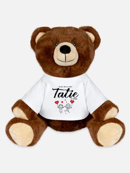 élue meilleure Tatie Cadeau à personnalisé tata - Nounours RecycelBär® marron - blanc