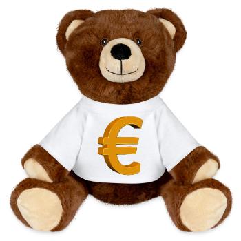 Abstract Golden Euro Design - MiniFeet® RecycelBär® Teddy Bear Brown - white - Front