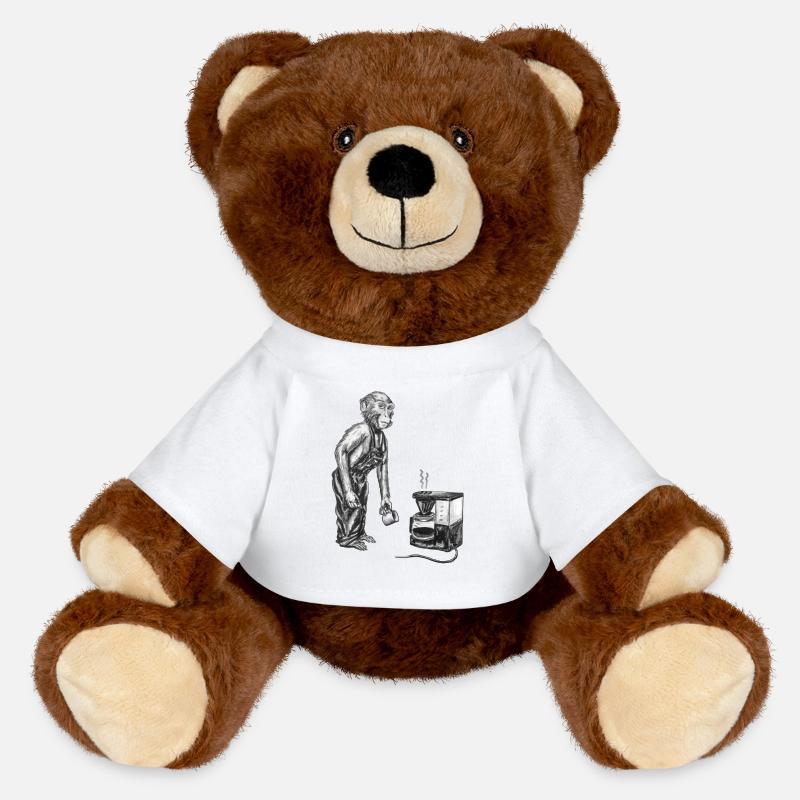 Singe et café - Nounours RecycelBär® marron - blanc