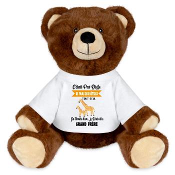 Enfant Annonce grossesse humour futur grand frère - Nounours RecycelBär® marron - blanc - Devant
