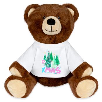 Christmas Xmas Christmas Tree Design - MiniFeet® RecycelBär® Teddy Bear Brown - white - Front