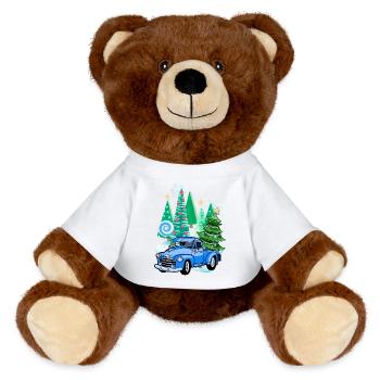Winter Pick-Up Christmas Print - MiniFeet® RecycelBär® Teddy Bear Brown - white - Front