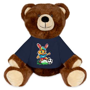 Soccer Bunny / Animal / Soccer / Goal / Sports - MiniFeet® RecycelBär® Teddy Bear Brown - french navy - Front