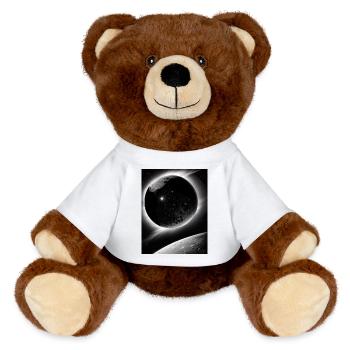 Dark Planet and Moon Solar System Galaxy Star - MiniFeet® RecycelBär® Teddy Bear Brown - white - Front