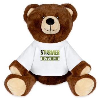 Striker Star Soccer Attacker Soccer Gift - MiniFeet® RecycelBär® Teddy Bear Brown - white - Front