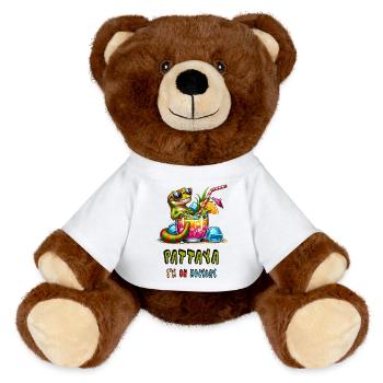 Gecko Pattaya Thailand Design - MiniFeet® RecycelBär® Teddy Bear Brown - white - Front
