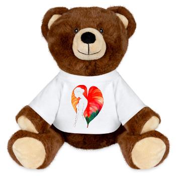 Flowers Women girl fashion design art female style - MiniFeet® RecycelBär® Teddy Bear Brown - white - Front