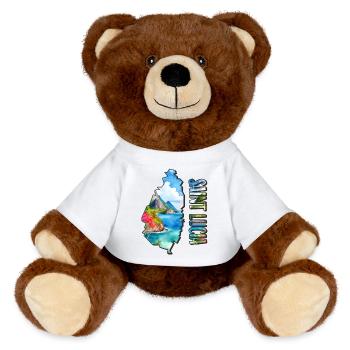Watercolor Map of Saint Lucia - MiniFeet® RecycelBär® Teddy Bear Brown - white - Front