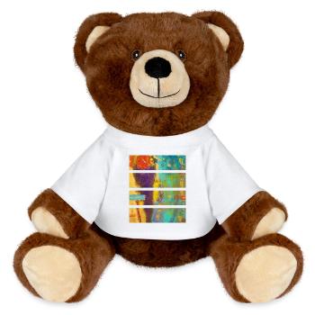 Composition florale abstraite vibrante - Nounours RecycelBär® marron - blanc - Devant