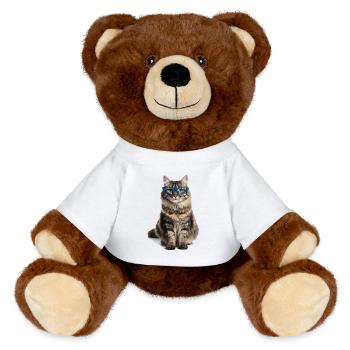 Chat tigré avec des lunettes bleues – Good Pet Edition - Nounours RecycelBär® marron - blanc - Devant