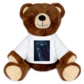 red eye cat - MiniFeet® RecycelBär® Teddy Bear Brown - white - Front