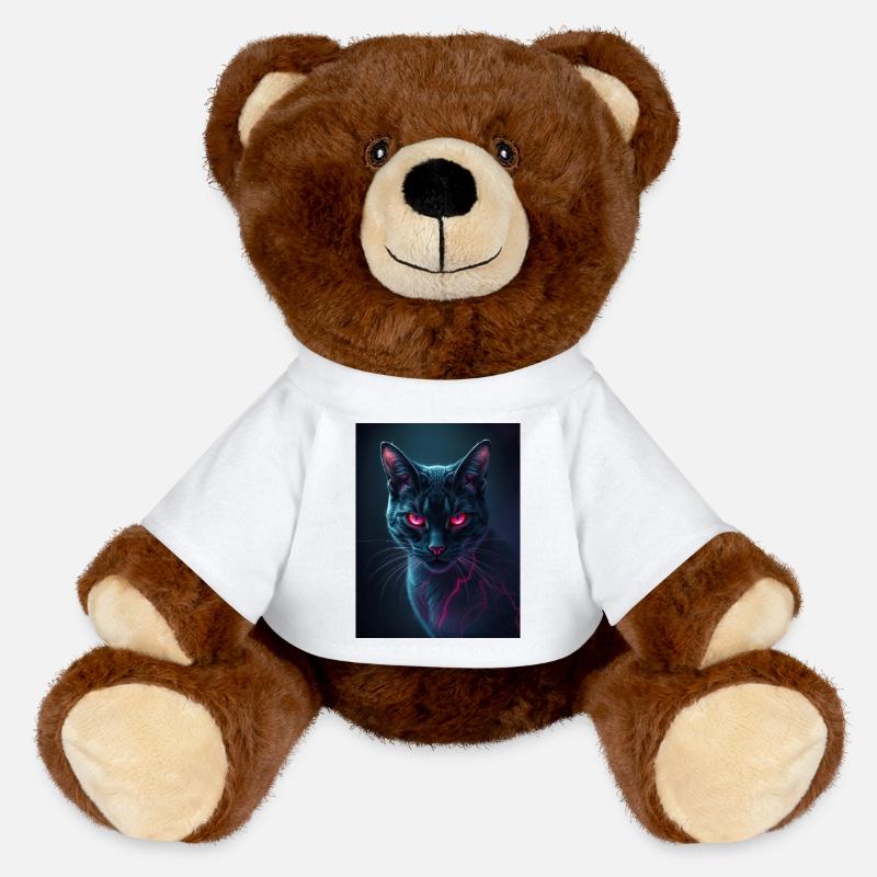 chat aux yeux rouges - Nounours RecycelBär® marron - blanc