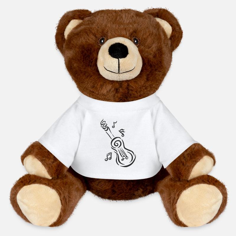 Spiral Guitar with Notes - MiniFeet® RecycelBär® Teddy Bear Brown - white