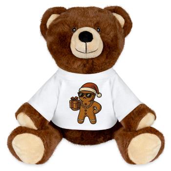 Gingerbread Santa with sunglasses Christmas - MiniFeet® RecycelBär® Teddy Bear Brown - white - Front