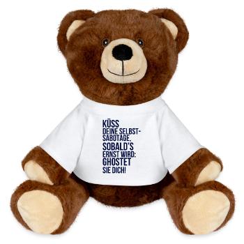 À propos de la folie : Embrasse ton auto-sabotage - Nounours RecycelBär® marron - blanc - Devant