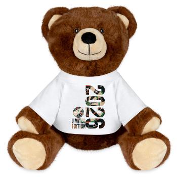 Fléchettes 2026, T-shirt édition limitée, sweat à capuche, tasse - Nounours RecycelBär® marron - blanc - Devant