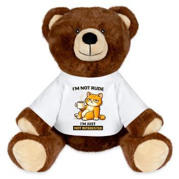 Mürrische Katzenkaffee-Einstellung - MiniFeet® RecycelBär® Braun - Weiß - Vorne