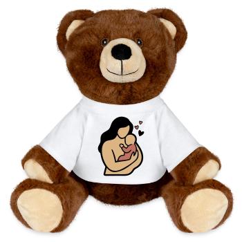 Mom Baby Hug Boho - MiniFeet® RecycelBär® Teddy Bear Brown - white - Front