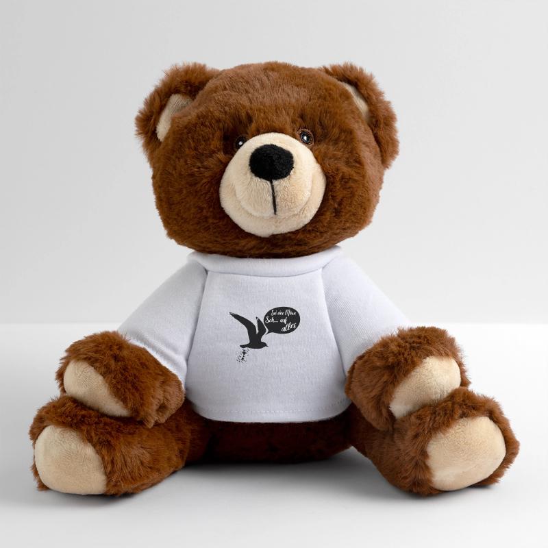 Sei eine Möwe scheiss auf alles. Möwensilhouette MiniFeet® RecycelBär® Braun