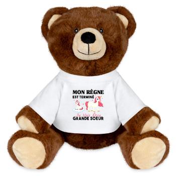 Future Grande Soeur Annonce Grossesse Cadeau - Nounours RecycelBär® marron - blanc - Devant