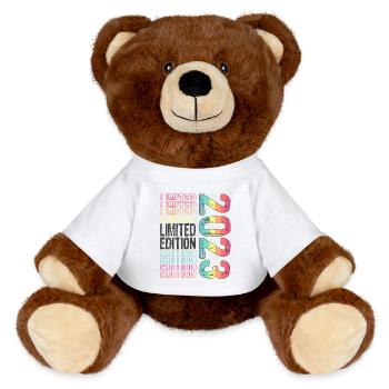 Limited Edition seit 2023 Geburtstag Vintage 2023 - MiniFeet® RecycelBär® Braun - Weiß - Vorne