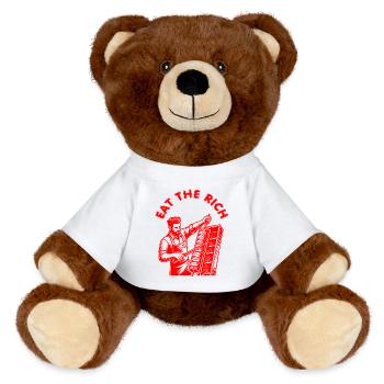 Eat the rich - MiniFeet® RecycelBär® Teddy Bear Brown - white - Front