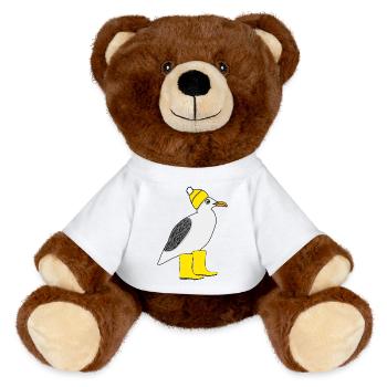 Möwe mit Gummistiefel und Mütze - MiniFeet® RecycelBär® Braun - Weiß - Vorne