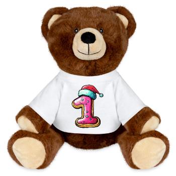 1 Number Christmas Cookie - MiniFeet® RecycelBär® Teddy Bear Brown - white - Front