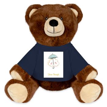 Sweet Cloud with Umbrella – Shine Through Design! - MiniFeet® RecycelBär® Teddy Bear Brown - french navy - Front