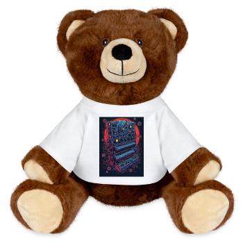 Appareil de musique électronique futuriste - Nounours RecycelBär® marron - blanc - Devant