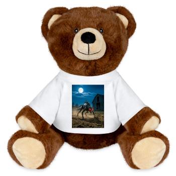 Chupacabra, reptilian goat-sucker cryptid of Latin - MiniFeet® RecycelBär® Teddy Bear Brown - white - Front