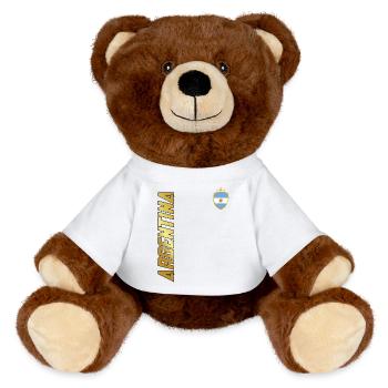ARGENTINA SPORTY BOLD TYPOGRAPHY - MiniFeet® RecycelBär® Teddy Bear Brown - white - Front
