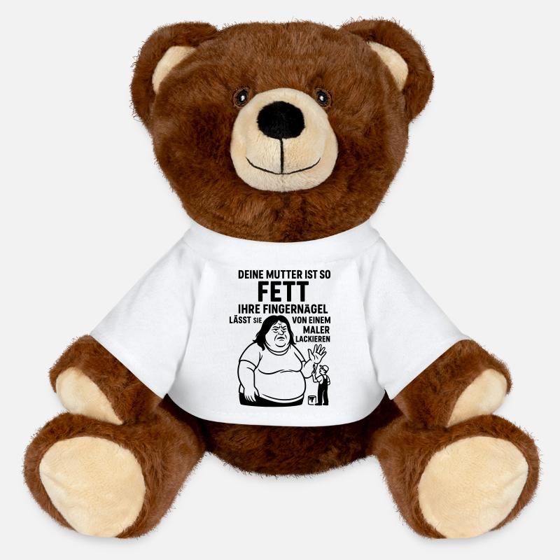 deine mutter witz fett maler lackierer fingernägel - Nounours RecycelBär® marron - blanc