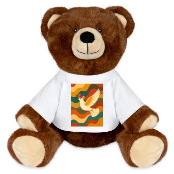 Colombe blanche volant au-dessus des vagues arc-en-ciel - Nounours RecycelBär® marron - blanc - Devant