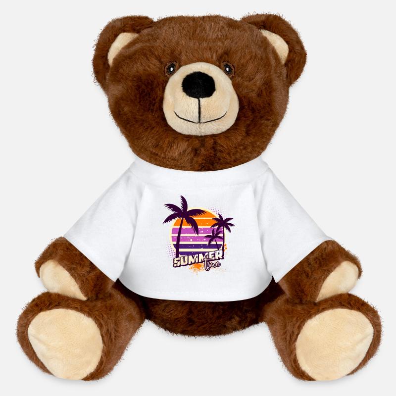 Sunset Palm Trees – Summer Time - MiniFeet® RecycelBär® Teddy Bear Brown - white