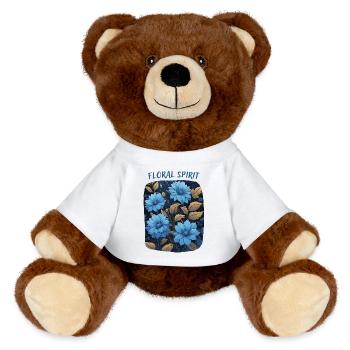 Fleurs Bleues - Nounours RecycelBär® marron - blanc - Devant