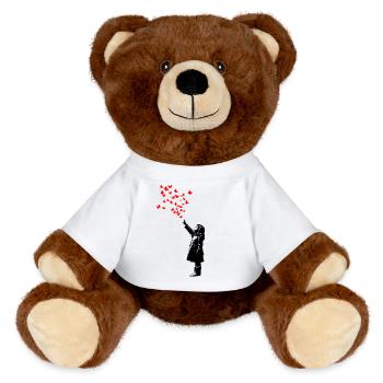 Schmetterlinge im Banksy-Stil - MiniFeet® RecycelBär® Braun - Weiß - Vorne