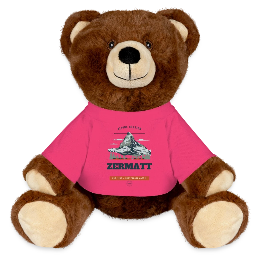 Zermatt badge on a minifeet® recycelbär® teddy bear brown, pink
