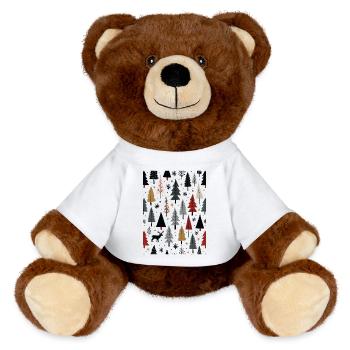 Skandinavische Weihnachtselemente und Winterbäume - MiniFeet® RecycelBär® Braun - Weiß - Vorne