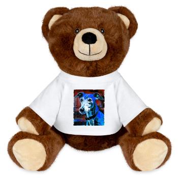 Portrait de chien lévrier - Nounours RecycelBär® marron - blanc - Devant