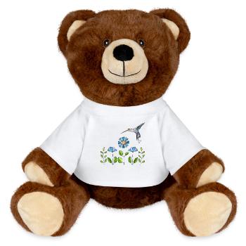 Bunter Vogel - MiniFeet® RecycelBär® Braun - Weiß - Vorne