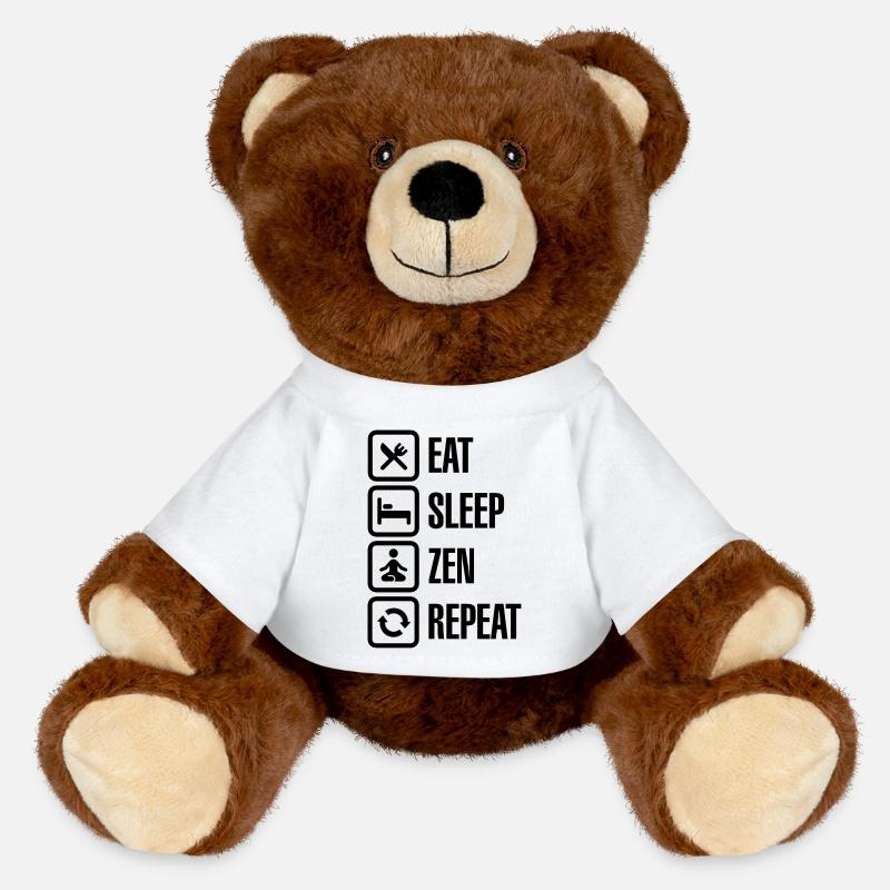 Eat - sleep - zen - repeat - MiniFeet® RecycelBär® Teddy Bear Brown - white
