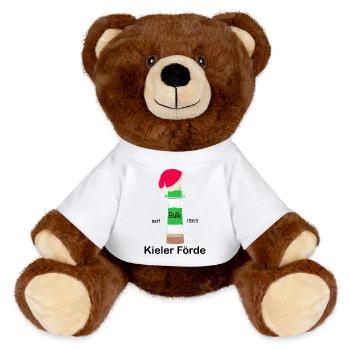 Weihnachten, Ostsee, Kieler Förde, Leuchtturm Bülk - MiniFeet® RecycelBär® Braun - Weiß - Vorne